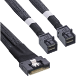InLine Slim SAS cable, SFF-8654 8i to 2x SFF-8643, 0.5m