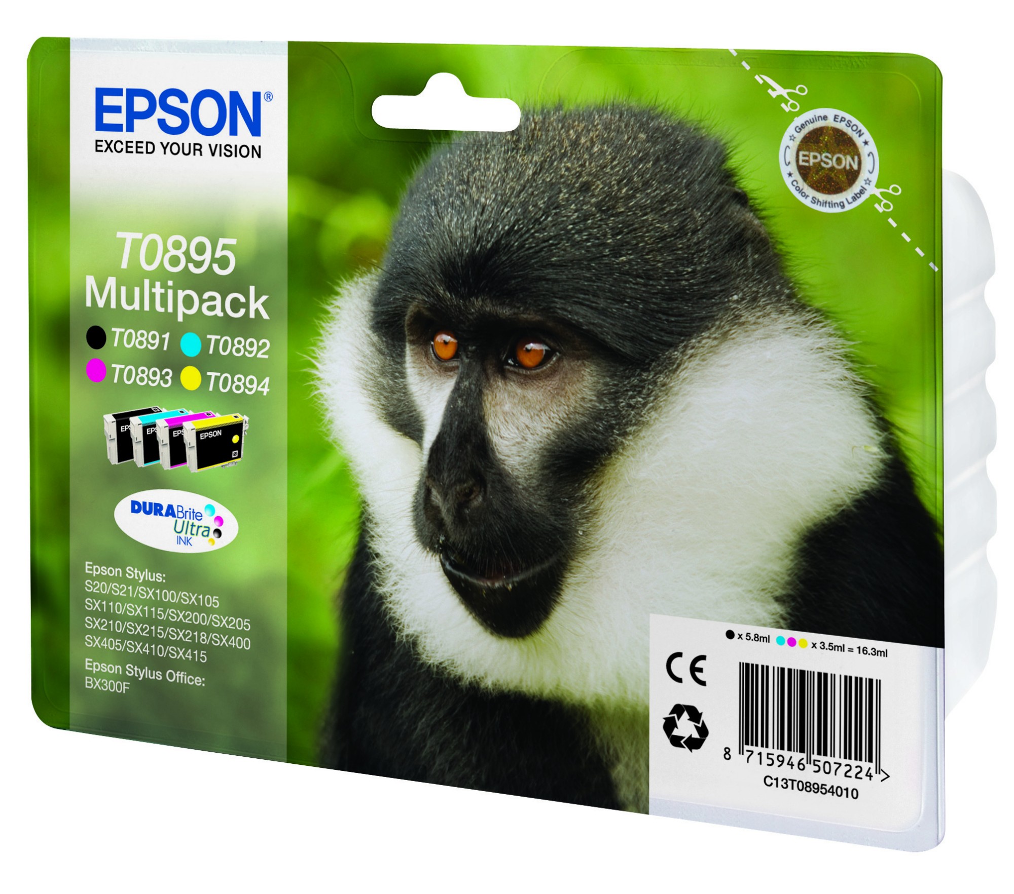 Epson C13T08954020/T0895 Ink cartridge multi pack Bk.C.M.Y Blister Rad