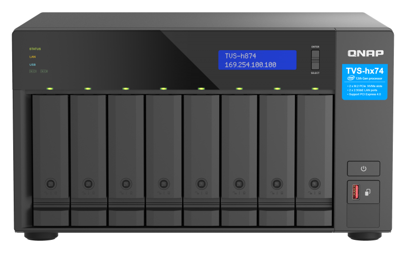 Image of QNAP TVS-h874 NAS Tower Ethernet LAN Black i5-12400