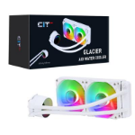 CIT Pro Glacier Infinity White AIO Cooler, 240mm, 2x 120mm ARGB Fans, Copper Heatsink, Aluminium Radiator, Intel/AMD