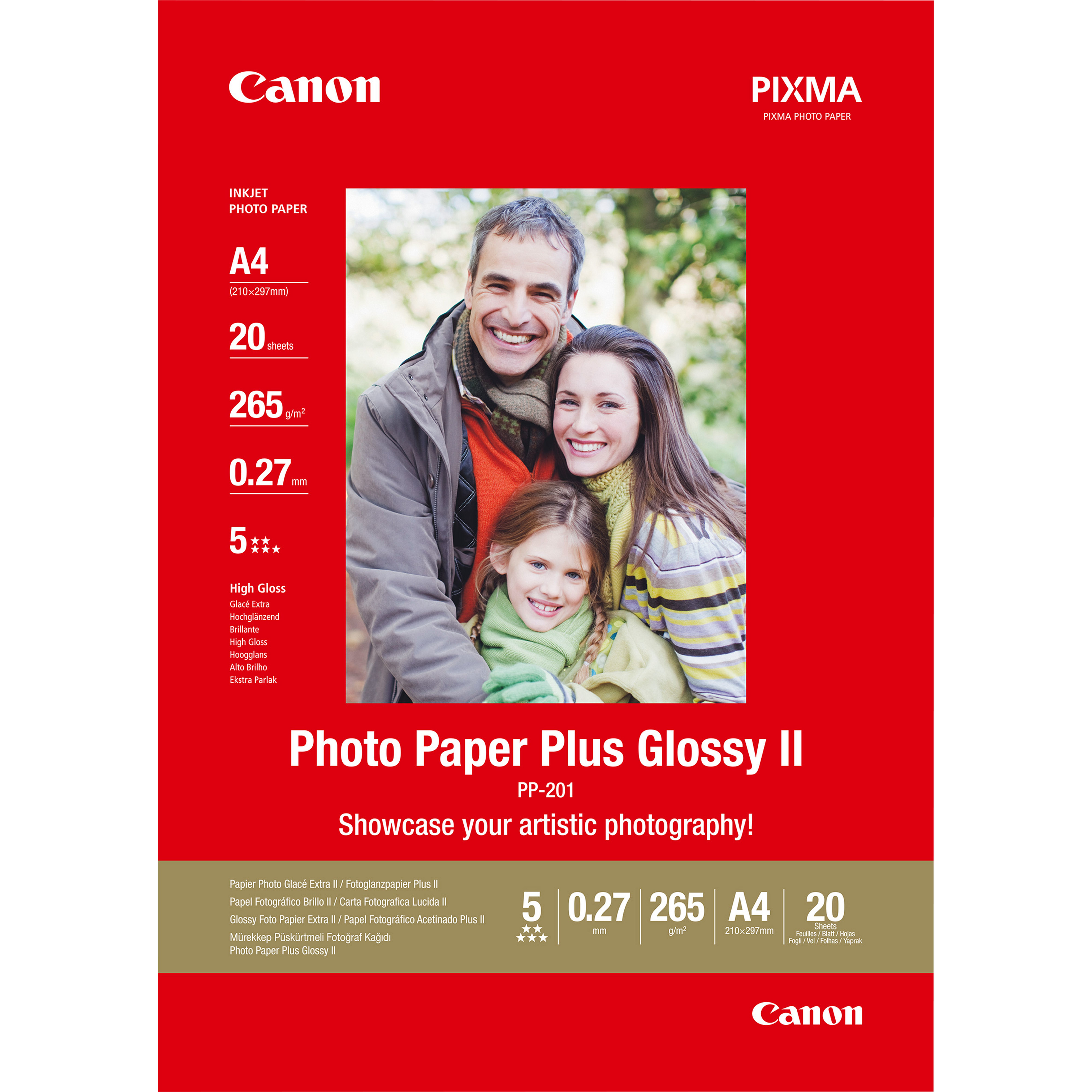 Image of Canon PP-201 Glossy II Photo Paper Plus A4 - 20 Sheets