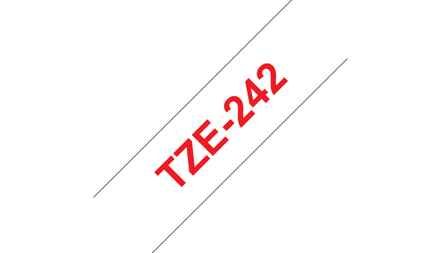 Brother P-Touch 18mm Red on White TZE242 Labelling Tape TZE242