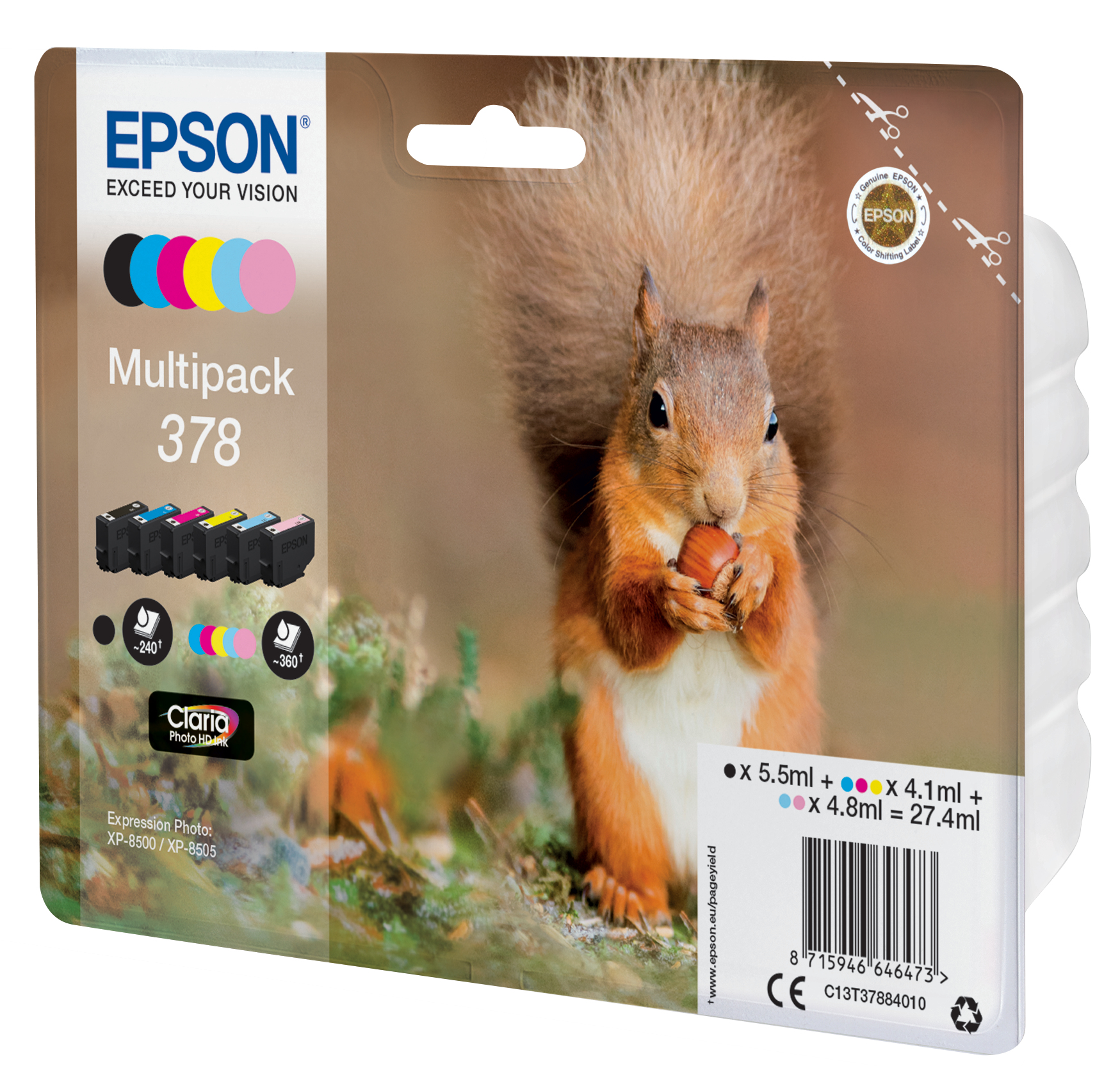 Epson C13T37884010/378 Ink cartridge multi pack Bk,C,M,Y,LC,LM 5.5ml 5,5ml 3x4,1ml 2x4,8ml Pack=6 for Epson XP 8000