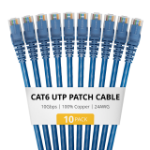 StarTech.com 5m Blue Cat6 Ethernet Cable, 10 Pack, Snagless, 100W PoE, UTP, 24AWG Pure Bare Copper Wire, RJ45 Network Patch Cord w/Strain Reliefs, Individually Tested