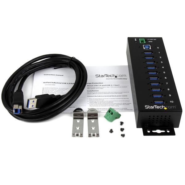 StarTech.com 10-Port Industrial USB 3.0 Hub with ESD & 350W Surge Protection