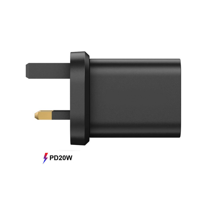 Image of FDL 2 PORT 1X USB A QC3 & 1 X USB-C PD MAINS CHARGER 20W - BLACK