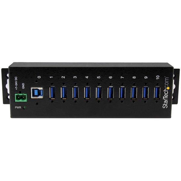 StarTech.com 10-Port Industrial USB 3.0 Hub with ESD & 350W Surge Protection
