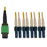 Tripp Lite N390X-02M-8L-AP 400G Singlemode 9/125 OS2 Switchable Fiber Optic Cable (12F MTP/MPO-APC to 4x Duplex LC/UPC F/M), LSZH, Yellow, 2 m (6.6 ft.)