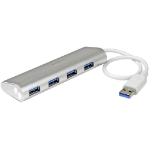 StarTech.com ST43004UA interface hub USB 3.2 Gen 1 (3.1 Gen 1) Type-A 5000 Mbit/s Silver, White