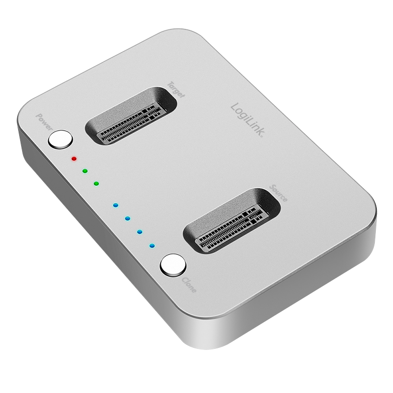 LogiLink USB 3.2 Gen2 Docking Station, 2-Bay, for M.2 NVMe SSD, clone-function