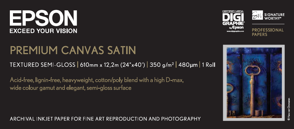 Epson Premium Canvas Satin, 24" x 12,2 m, 350g/m²