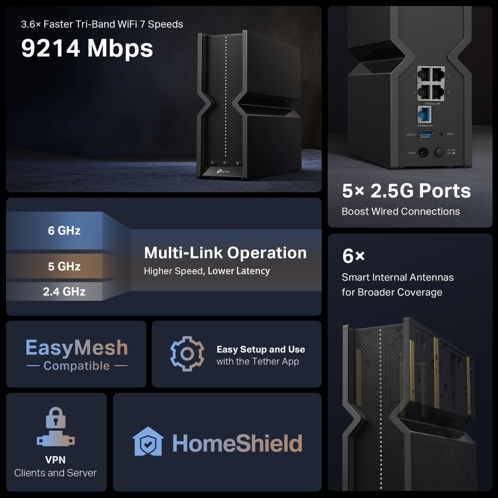 Tp-Link Archer Be9300 Tri-Band Wi-Fi 7 Router