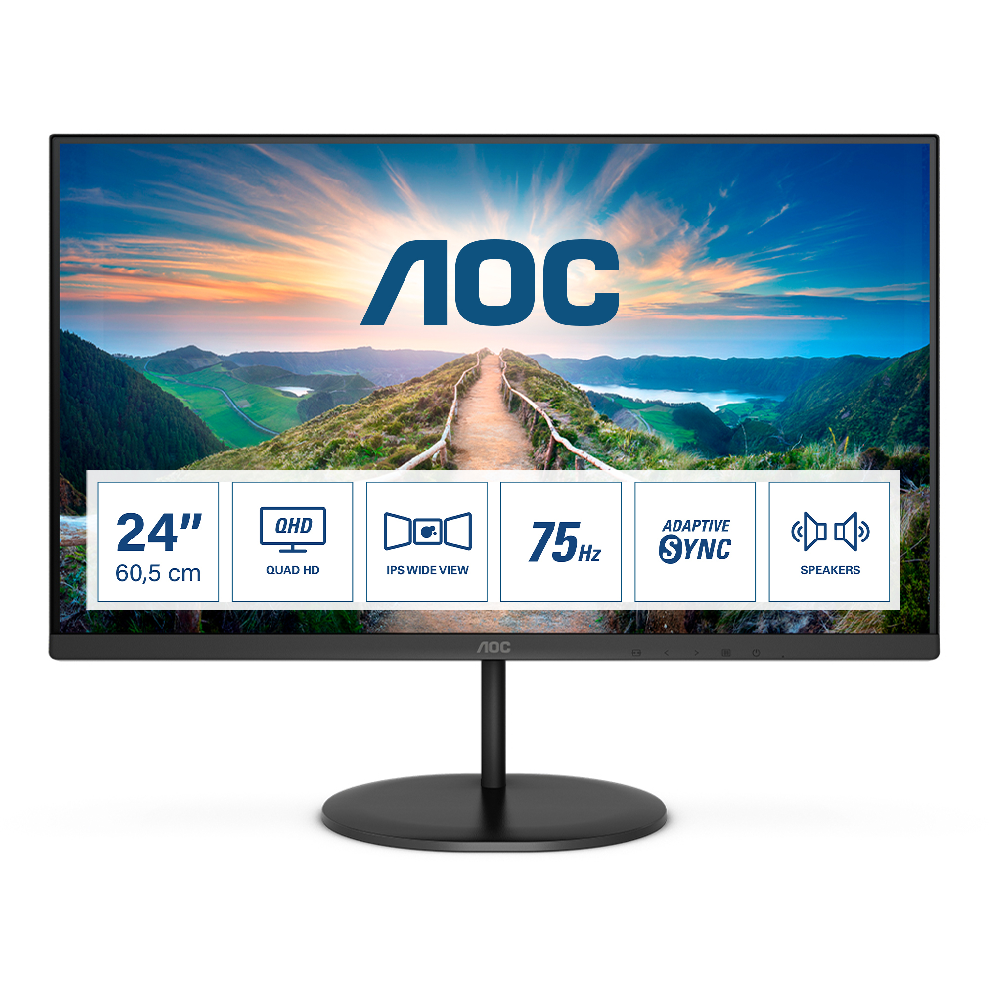 Image of AOC V4 Q24V4EA LED display 60.5 cm (23.8") 2560 x 1440 pixels 2K...