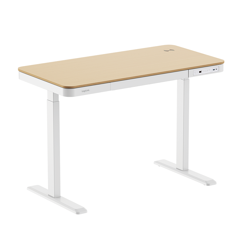 LogiLink Sit-stand desk, single motor, 118x60cm, w/ wireless charging, white