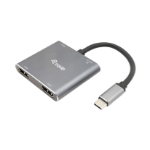 Equip USB-C 4-in-1 Dual HDMI Adapter, USB-C Hub with Dual HDMI USB 3.2 Gen 1 and 100W USB PD, USB-C MST Adapter for Dual Monitors