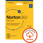 NortonLifeLock 360 Deluxe 1x 5 Device 1 Year ESD - Single 5 Device Licence via email 50GB Cloud Storage - PC Mac iOS & Android *Non-enrolment*