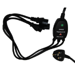 Videk UK Mains Plug to Surge Protected 2 x IEC (C13) and 1 x (C5) Power Cable Black 2M