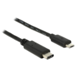 DeLOCK 0.5m, USB2.0-C/USB2.0 Micro-B USB cable Micro-USB B USB C Black