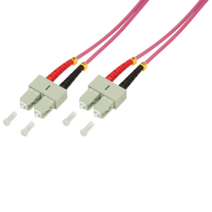 Image of LogiLink 0.5m SC-SC fibre optic cable OM4 Pink