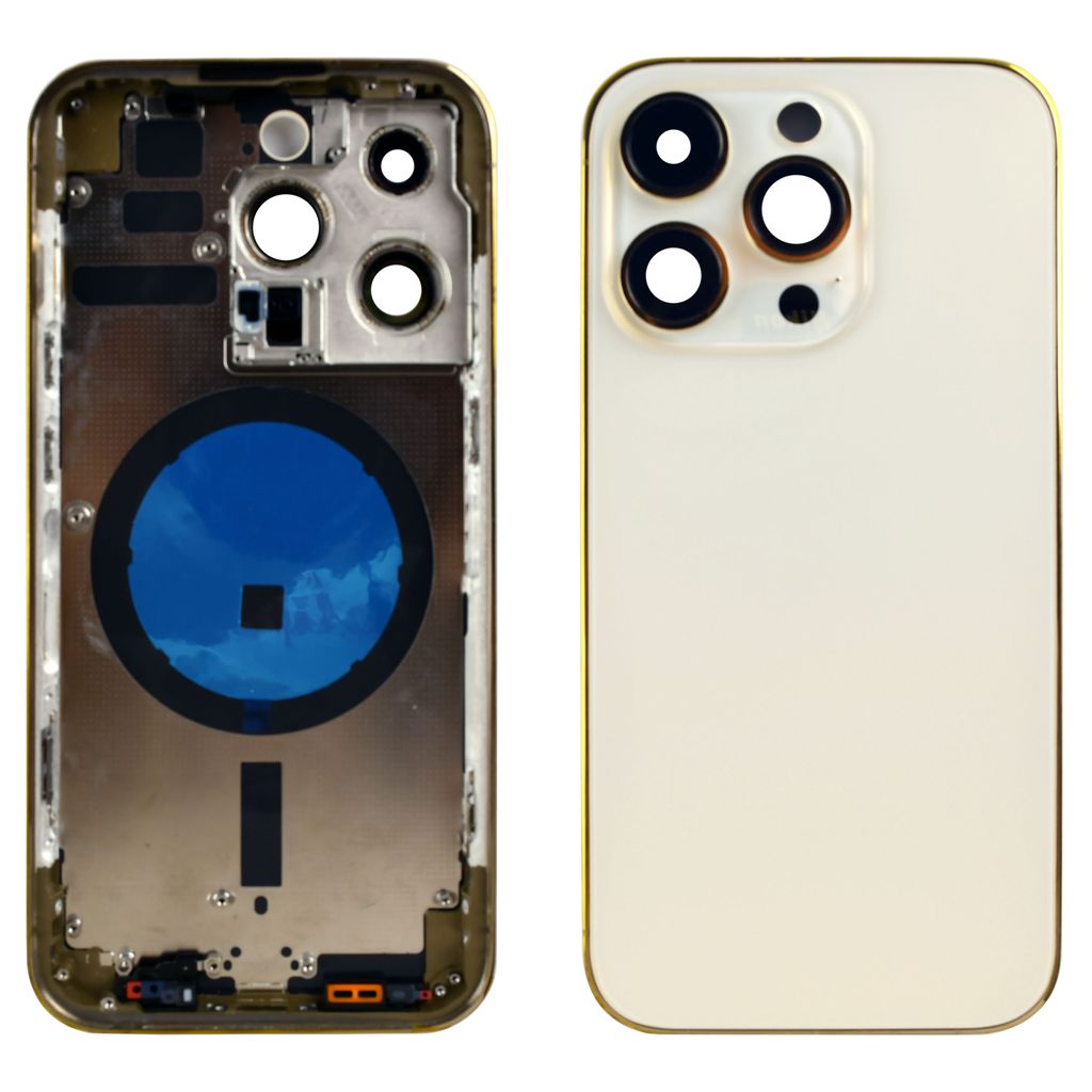 EU Product - iPhone 14 Pro Max Complete Back Cover with Frame (No Logo) - Gold thumbnail