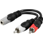 Deltaco AA-6A audio cable 0.1 m 3.5mm RCA Black
