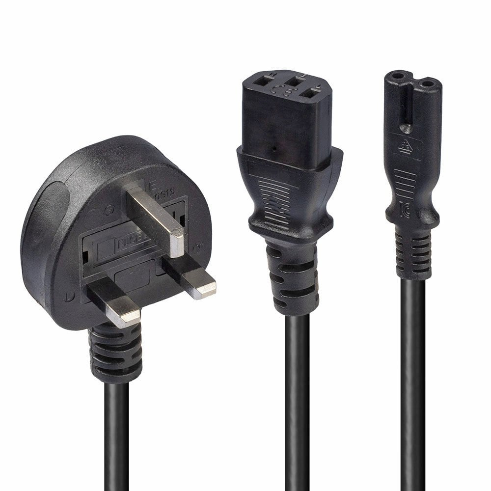 Image of Lindy 2.5m UK 3 Pin Plug to IEC C13 & IEC C7 Splitter Extension...