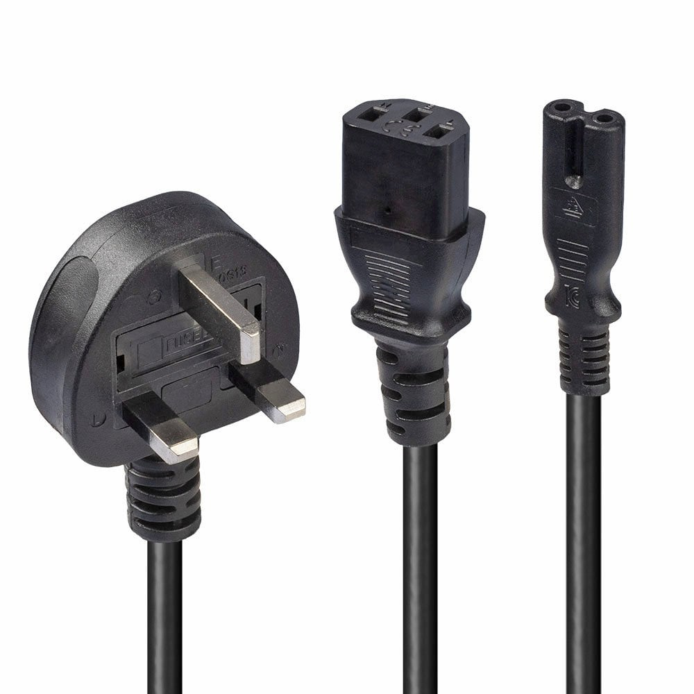 Photos - Cable (video, audio, USB) Lindy 2.5m UK 3 Pin Plug to IEC C13 and IEC C7 Splitter Extension Cabl 304 