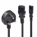 Lindy 2.5m UK 3 Pin Plug to IEC C13 & IEC C7 Splitter Extension Cable, Black