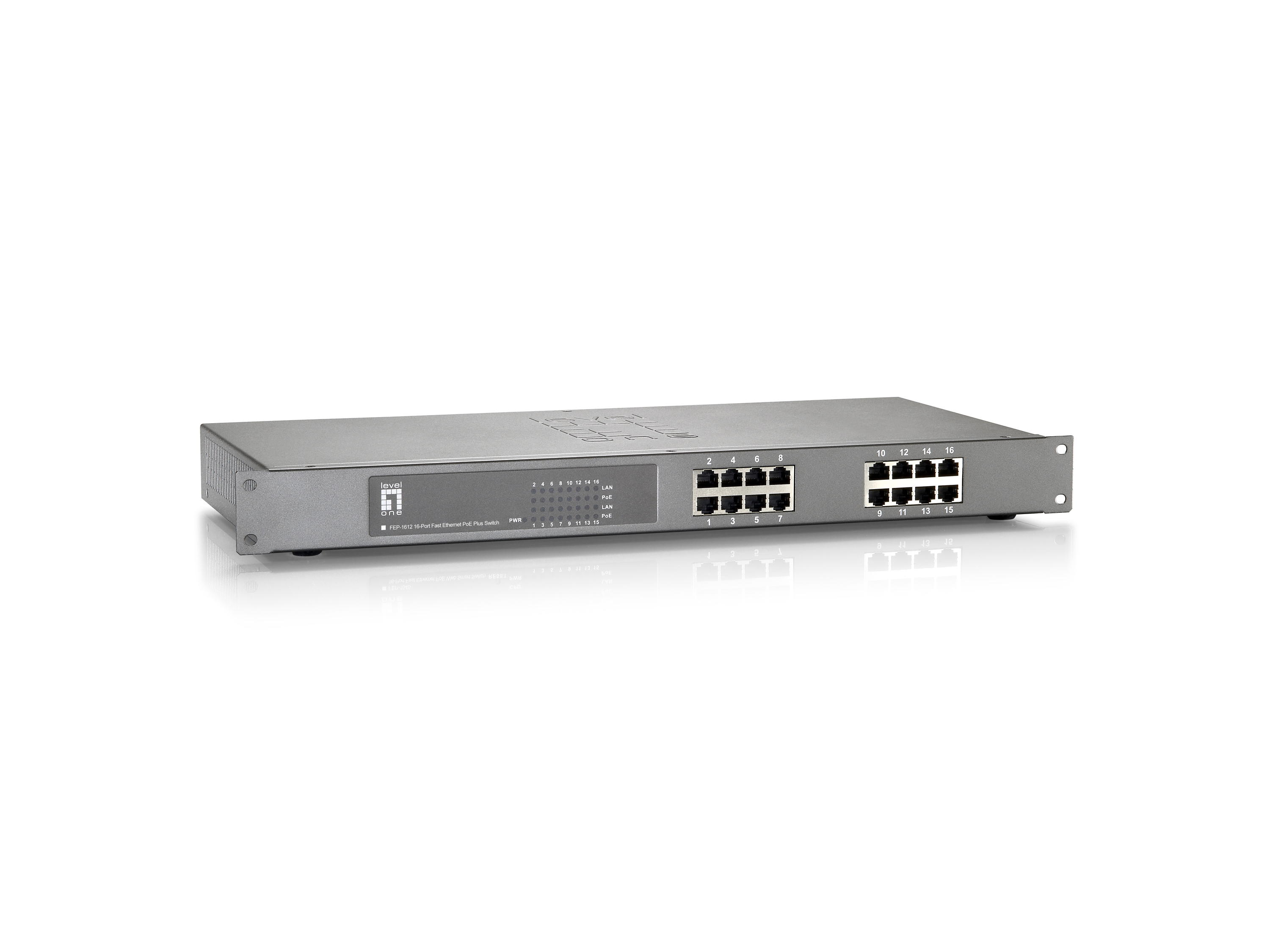 Image of LevelOne 16-Port Fast Ethernet PoE Switch, 802.3at/af PoE, 500W
