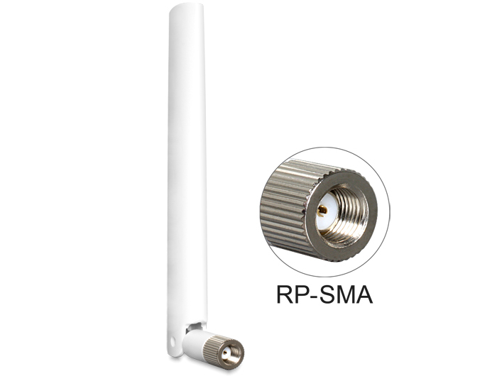 88460 DELOCK 88460 - 4 dBi - 2.4 - 2.5 / 5.1 - 5.875 GHz - IEEE 802.11a,IEEE 802.11b,IEEE 802.11g,IEEE 802.11n - Omni-directional antenna - RP-SMA - White
