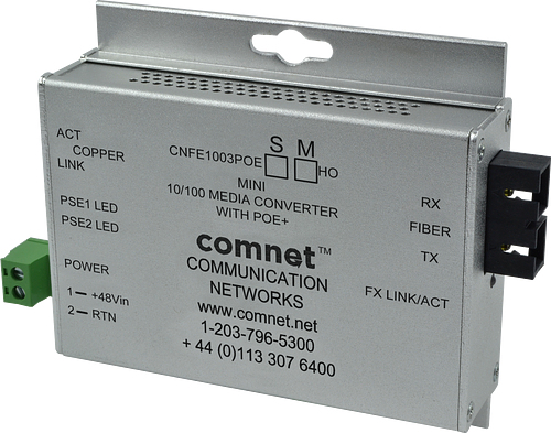 ComNet CNFESFPMCPOE30/M network media converter 100 Mbit/s Silver