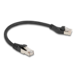 DeLOCK RJ45 Network Cable Cat.8.1 S/FTP plug 45° left angled to plug straight up to 40 Gbps 0.25 m black