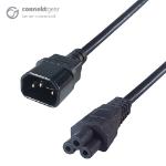 CONNEkT Gear 15cm Mains Power Adapter C14 Plug to C5 (Cloverleaf) Socket