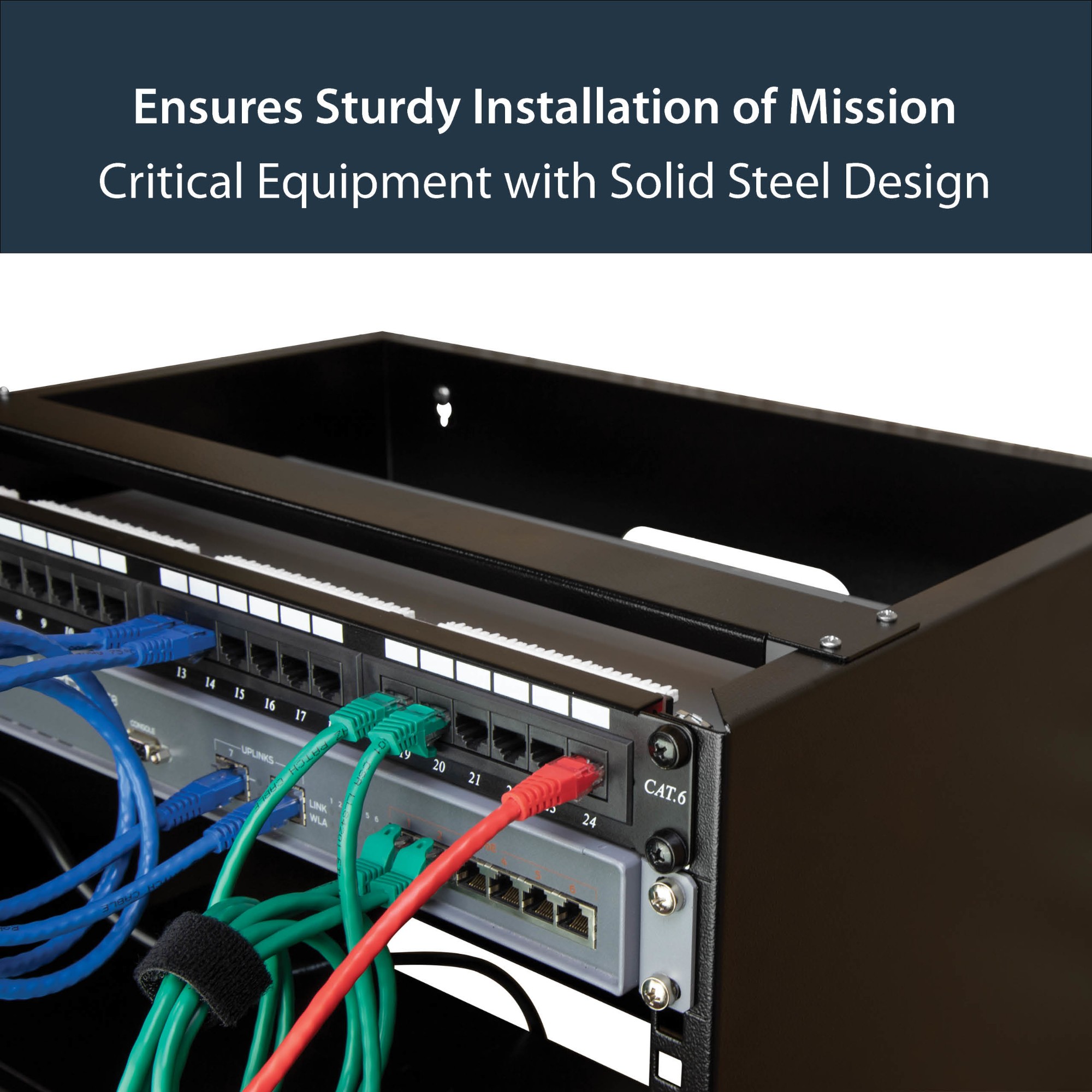 StarTech.com Wall-Mount Bracket for Shallow Rack-Mount Equipment - Solid Steel - 8U