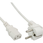 InLine power cable, CEE 7/7 angled / 3pin IEC C13 male, white, 5m