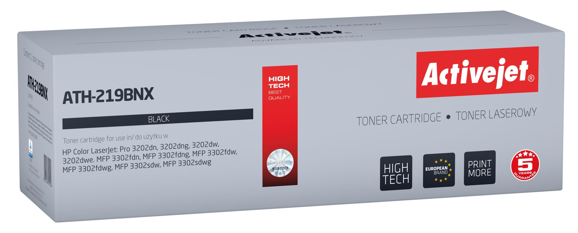 Activejet ATH-219BNX Toner for HP printer, replacement HP 219X W2190X; Supreme; 3200 pages; black, with chip