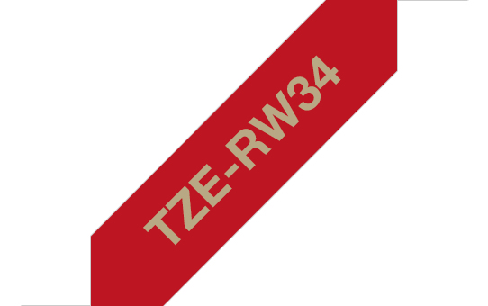 Brother TZE-RW34 DirectLabel gold on red non adhesive textil 12mm x 4m