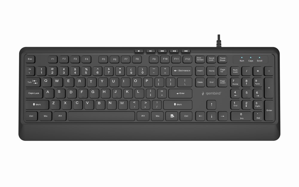 GEM bird KB-MCH-05 Slim wired multimedia keyboard, black, US layout