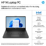 HP Laptop 14-dq6001na Intel® N N150 35.6 cm (14") HD 4 GB DDR4-SDRAM Wi-Fi 6 (802.11ax) Windows 11 Home in S mode Blue