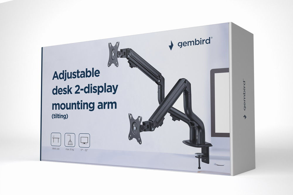 Gembird MA-DA2-02 monitor mount / stand 81.3 cm (32") Desk Black