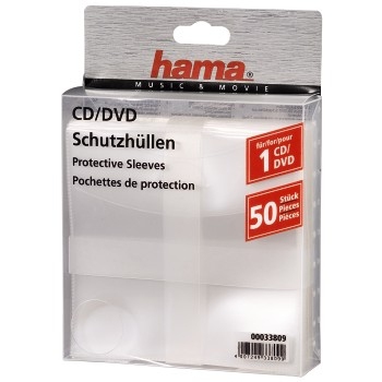 Hama Cd/Dvd Protective Sleeves. Pack Of 50 50 Discs Transparent