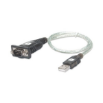 Techly IDATA-USB-SER-2T serial cable Black, Transparent 0.45 m USB Type-A DB-9