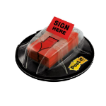 Post-It Index Flags Sign Here in Desk Grip Dispenser Repositionable 25x43mm Red (Pack 200) 680-SHVR200 - 7100117019