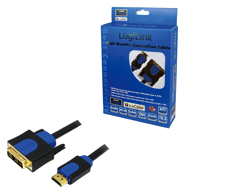 Image of LogiLink CHB3101 video cable adapter 1 m HDMI Type A (Standard) DVI-D