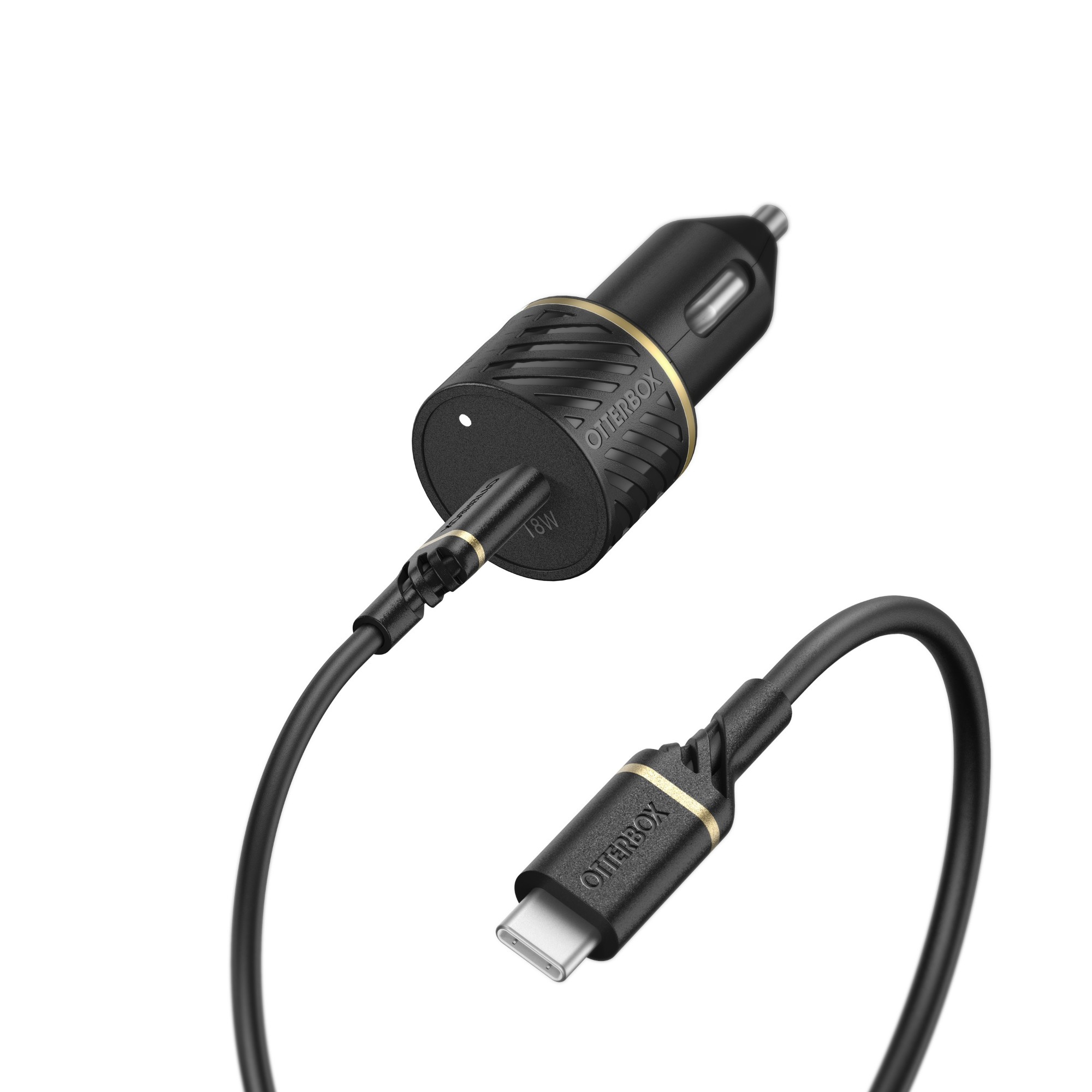 OtterBox Car Charger Bundle USB C 18W USB-PD + USB C-C Cable 1M, black