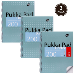 Pukka Metallic Jotta Notepad Wirebound A4 5mm Dotted Grid 4 Hole Punched 200 Perforated Pages Green (Pack 3) - JM018DOT