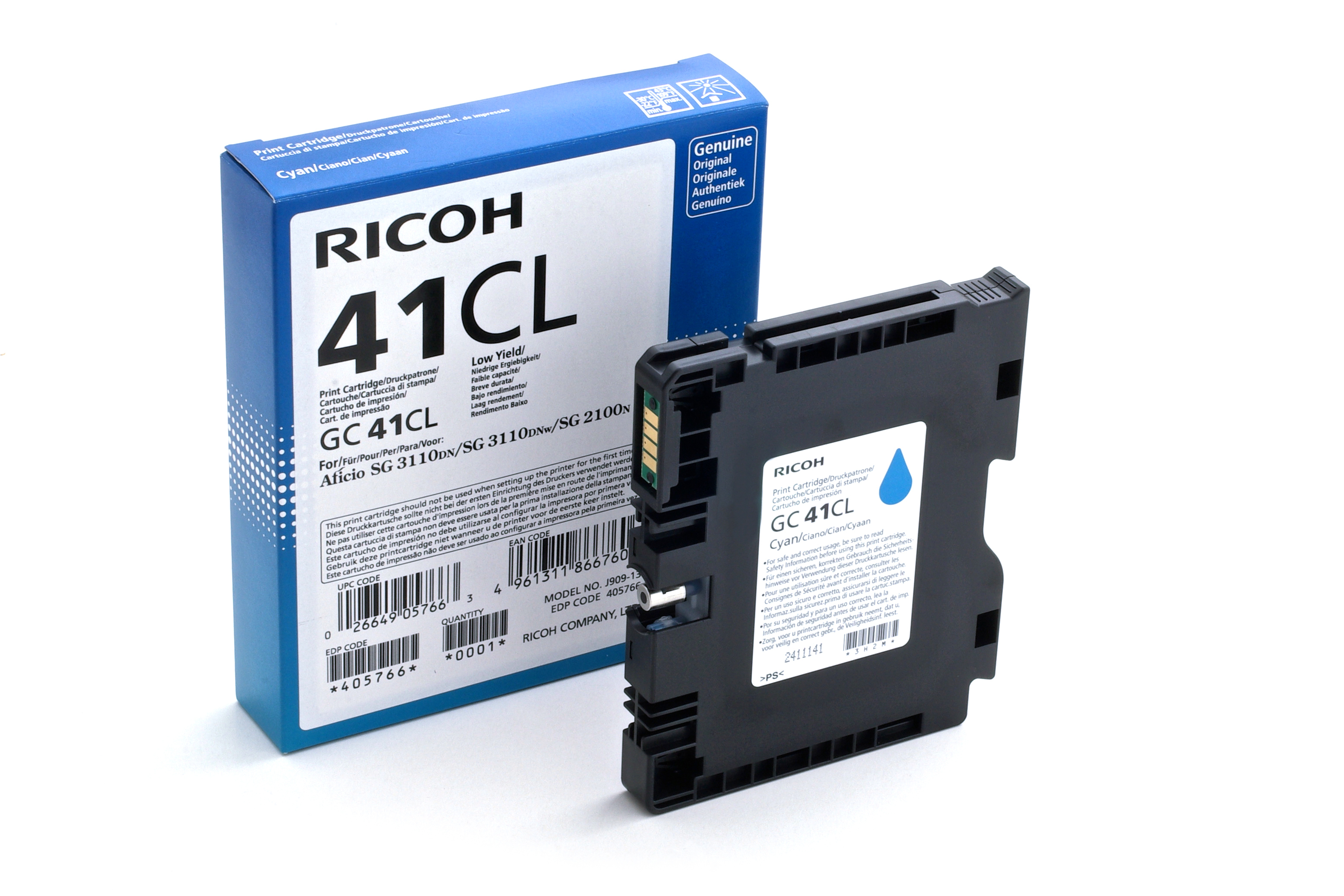 Image of Ricoh 405766/GC-41CL Gel cartridge cyan, 600 pages ISO/IEC 24711...