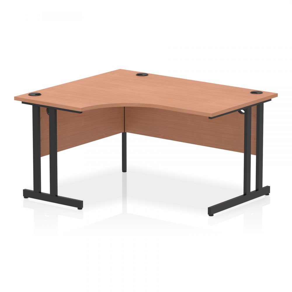 Dynamic Impulse 1400mm Left Crescent Desk Beech Top Black Cantilever L