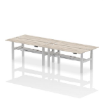 Dynamic Air Back-to-Back W1800 x D600mm Height Adjustable Sit Stand 4 Person Bench Desk With Cable Ports Grey Oak Finish Silver Frame - HA02546 DD