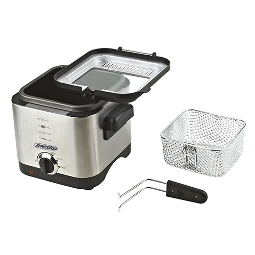 Mesko Home MS 4910 fritös Single 1,5 l Fristående 900 W Svart, Satinstål